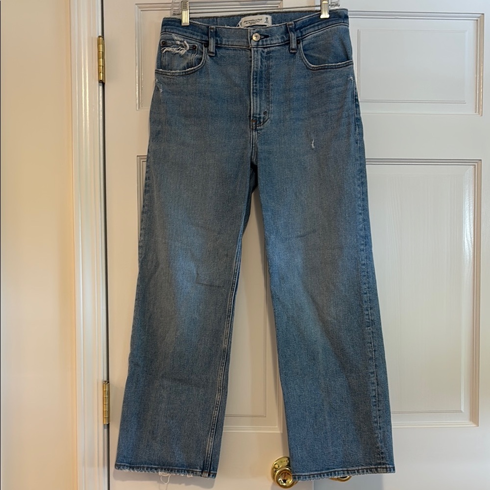 Abercrombie & Fitch '90s Relaxed High Rise Jeans - Blue EXTRA SHORT
